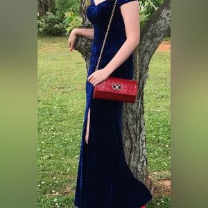 Size 10 Velvet Dark blue Prom Dress